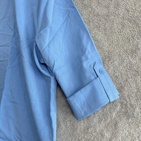 NEW Mario Serrani Women's Size XXL Button Front Blouse Sky Blue Relaxed Fit - Picture 8 of 9